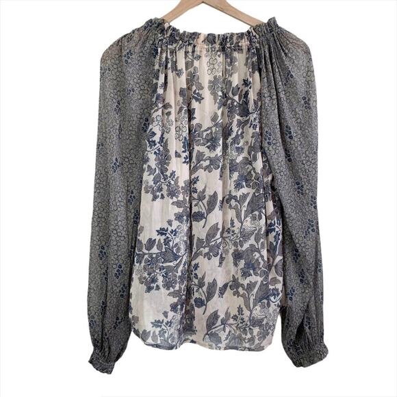 FREE PEOPLE Tassel Top Neutral Cream Floral Blouse Top Shirt – Small - Picture 9 of 13